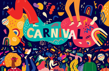Beautiful holiday vector illustration with design for Brazil Carnival or party 