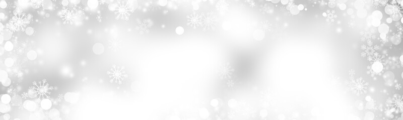 white and gray Christmas light with snowflake bokeh background, Winter backdrop wallpaper.