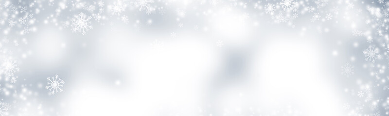white and gray Christmas light with snowflake bokeh background, Winter backdrop wallpaper.