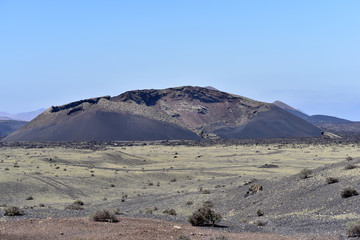 Volcanic crater in the Timanfaya National Park, Fire Mountains, volcanic landscape, Lanzarote, Canary Islands, Spain