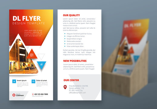 Red Gradient Flyer Layout with Triangles