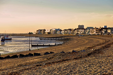 Fototapeta na wymiar Thorpe Bay beach, Southend on Sea, Essex, England