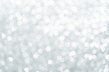 Silver white bokeh light abstract background