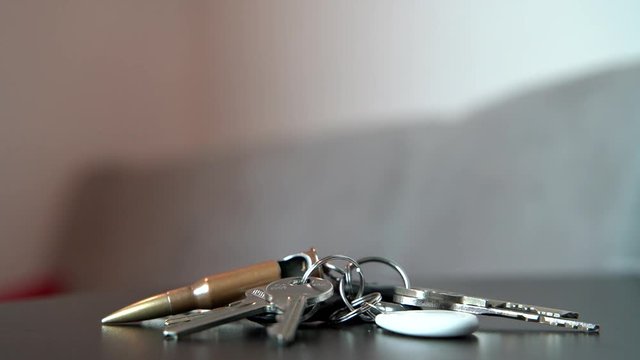 Placing bunch of keys on table