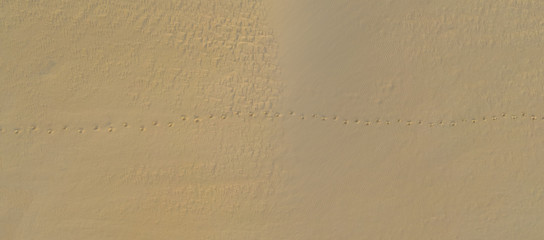 Aerial background of footprints in the sand