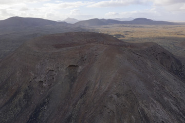 Volcano mountain in the desert, aerial view
