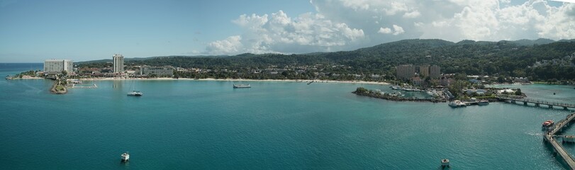 Fototapeta na wymiar Ocho Rios Resort panoramic shoot Jamaica Caribbean 