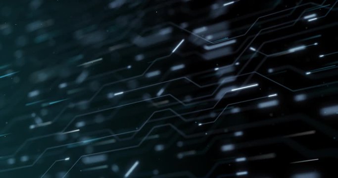 4K high technology seamless loop of the futuristic circuit board. Electrical signals flowing in electrical conductors. neural network and big data. artificial intelligence, matrix. 3D render