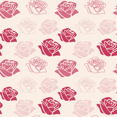 Fototapeta na wymiar Modern romantic roses seamless pattern vector background