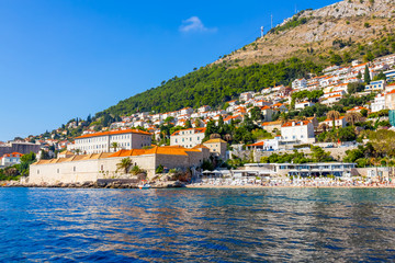 Fototapeta na wymiar Adriatic coast at the foot of Mount Srd in Dubrovnik, Croatia