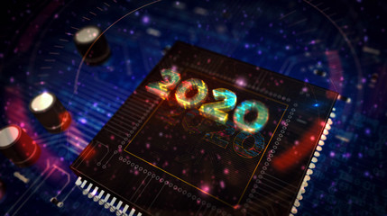 2020 year number cyber style futuristic illustration