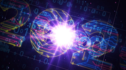 2020 year number cyber style futuristic illustration