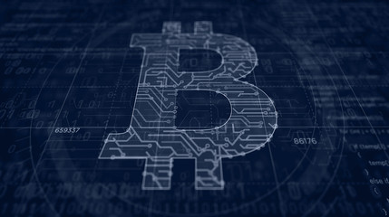 Bitcoin symbol futuristic sketch