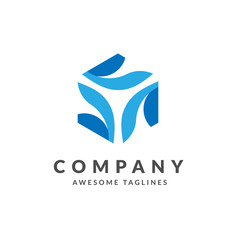 consulting media logo cube and square 3d graphic design vector illustration