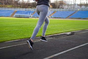 Girl is engaged in jogging