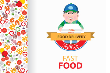 Pizza packaging design. Food clipart.