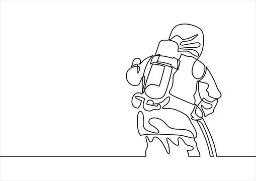 continuous line drawing of - firefighter