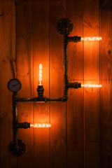 Beautiful retro edison light lamp decor background