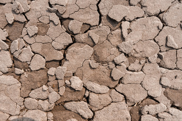Focus selection:Top view of cracked soil Dry soil in cracks