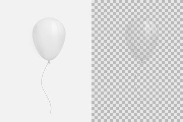White balloon isolated on background. Transparent ball for the holiday.