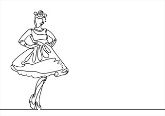 graphic with beautiful young girl model for design. Fashion, style, youth, beauty. Sexy woman-continuous line drawing