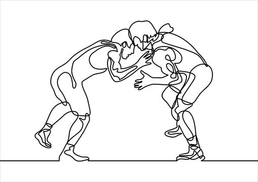 Wrestling vector-continuous line drawing