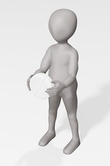 3D Render of cartoon character with Pill