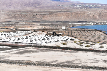 The salt mines of Janubio, in the south area of Lanzarote, Canary Islands, Spain