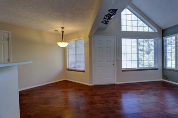 Vaulted ceiling and windows in open floorplan contemporary home apartment condominium