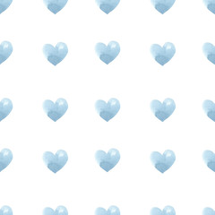 Seamless pattern Watercolor Valentine blue pastel Heart Clipart Valentines day colorful pastel hearts, trendy, spring, love, wedding, romantic,  digital paper