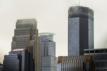 Fototapeta premium Smoke on Minneapolis Buildings Industry