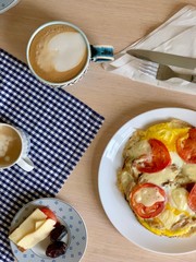 Homemade breakfast top view