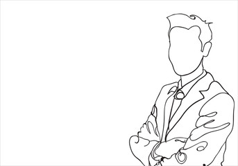 businessman with crossed arms.Sketch
