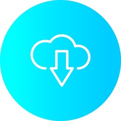 Gradient Circle Downloading Cloud Icon With White Background