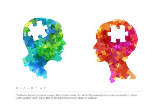 Dialogue Puzzle Concept Illustration Layout