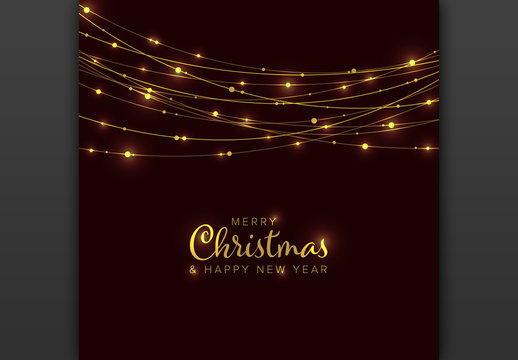Merry Christmas Card Layout with Gold Chain