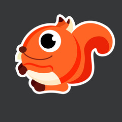 vector cute squirrel sticker template