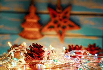Christmas and New Year decorations and garlands