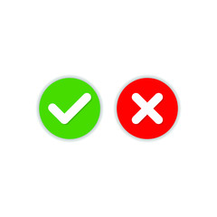 True and false symbols accept rejected for evaluation isolated on white background. Vector illustration