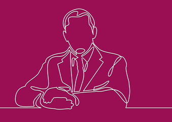 businessman with crossed arms - continuous line drawing