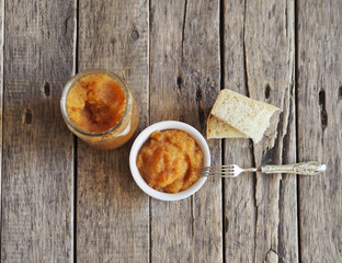 pike fish roe with fork on a rustic wooden table