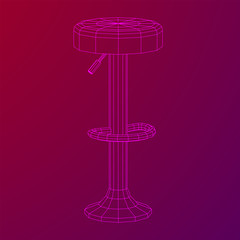 Retro vintage bar stool. High chair. Bar interior design. Wireframe low poly mesh vector illustration