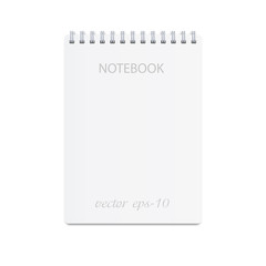 White notebook on a white background .Paper mocap for inscription .Business diary .Vector ,Illustration.