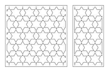 Set decorative card for cutting. Recurring Artistic Arab Mosaic pattern. Laser cut. Ratio 1:1, 1:2. Vector illustration.