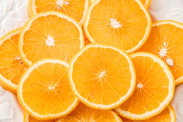 Thin slices of fresh oranges