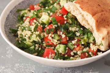 Tabbouleh salad is a traditional middle eastern or arab dish
