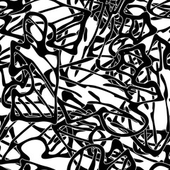 Grunge background black and white. Abstract vector texture seamless. A pattern of repeating randomly arranged elements