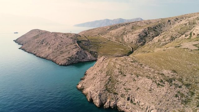 Aerial view of Vela luka bay during the summer, Ba&scaron;ka, Croatia.