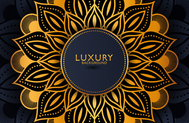 Luxury gold mandala ornate background for wedding invitation, book cover. Arabesque islamic background