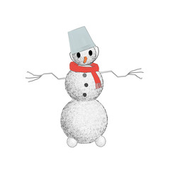 Snowman on a white background. Seamless pattern. Holiday theme